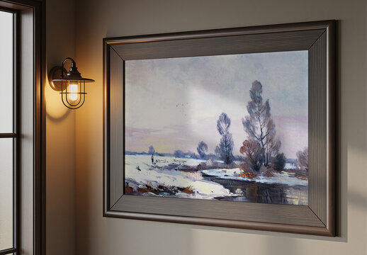 Horizontal Photo Frame Mockup For Art Gallery