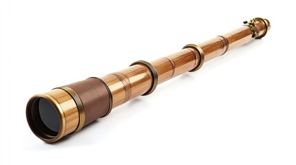 Fototapeta premium Vintage Telescope isolated on a white background capturing nautical exploration and discovery