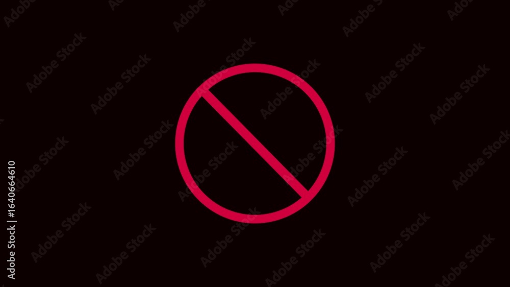 Poster motion background with red prohibition symbol for digital design and media projects.