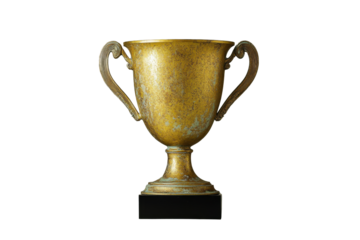 Golden trophy with ornate handles showcasing achievement during a trophy presentation ceremony in a formal setting at an award event