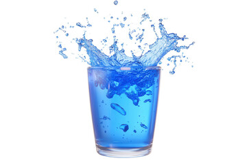 Splash of blue water beautifully captured in a glass container against a transparent background for creative use and design