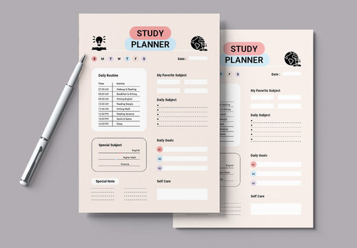 Study Planner Template Layout
