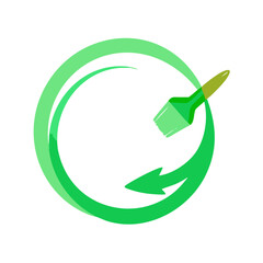 Abstract green paint brush stroke in a dynamic circular motion. Vector illustration concept for art, creativity, ecology, sustainability, renovation, and DIY home ... See More