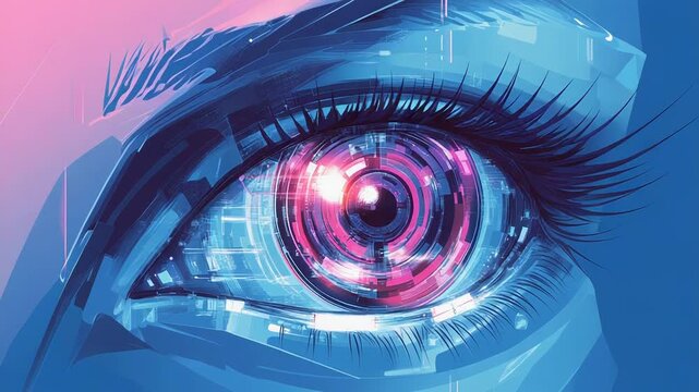 Futuristic bionic eye scanning showing augmented reality technology