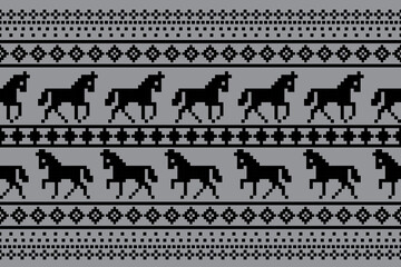 Animal pattern in geometric style, full decorative design for fabric, background, decoration, seamless horizontal.