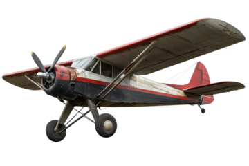 Vintage airplane design with a distinctive retro style and detailed features isolated on a clean background