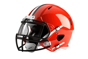 Fototapeta premium Football helmet designed for protection and performance, offering a sleek red finish with black accents, perfect for team sports and dedicated athletes