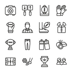 American Foot Ball Vector outline icon set 2