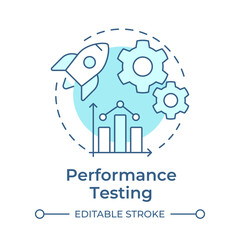 Performance testing soft blue concept icon. Statistical graph, efficiency metric. Round shape line illustration. Abstract idea. Graphic design. Easy to use in infographic, presentation