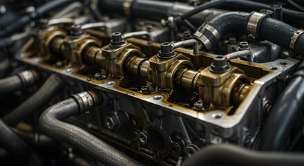 Engine Close-Up Detail Mechanical Parts Texture