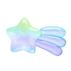 ぷっくりシール風3Dイラスト　流れ星