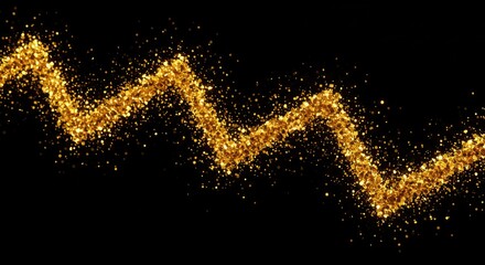 Fototapeta premium Sparkling Golden Glitter Wave on Black Background for Festive Designs.