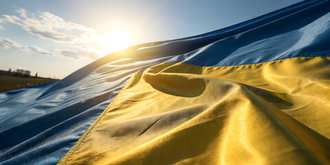 Waving flag of ukraine against sunset sky outdoor photography peaceful environment vibrant colors