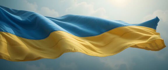 Uplifting ukrainian flag flutters in the sky outdoor setting high-resolution image symbol of freedom