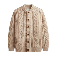 Fototapeta premium Beige cable-knit cardigan (1)