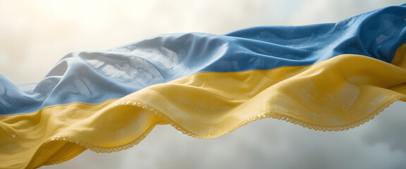 Flag of ukraine waving in the breeze outdoor scene symbol of national identity and independence