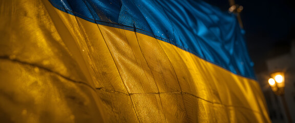 Ukrainian flag pride kyiv photography nighttime close-up national identity