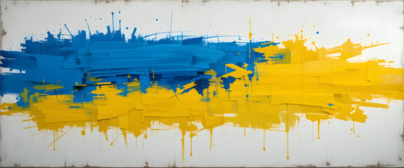 Vibrant abstract art featuring blue and yellow colors modern gallery canvas painting contemporary art artistic expression