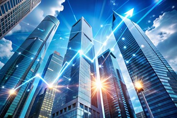 Plakat Skyscrapers with upward arrows symbolizing growth and success in the business world