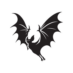 bat flying vector silhouette clip art logo design illustration
