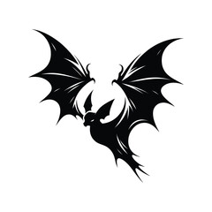 bat flying vector silhouette clip art logo design illustration
