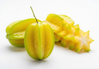 Fresh star fruit carambola healthy tropical fruit isolated on white background