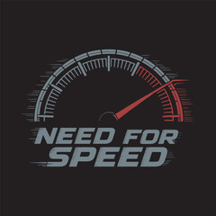 Speedometer Gauge with "Need for Speed" Text Design © DesignIMT