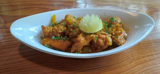 Chinese Lemon Chicken on the plate