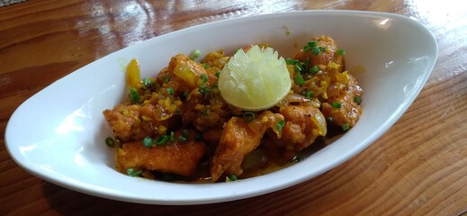 Chinese Lemon Chicken on the plate