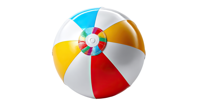 Beach Ball : A vibrant and cheerful beach ball, radiating the playful spirit of summer days. Perfectly round, this icon of seaside fun is ready for games and relaxation.