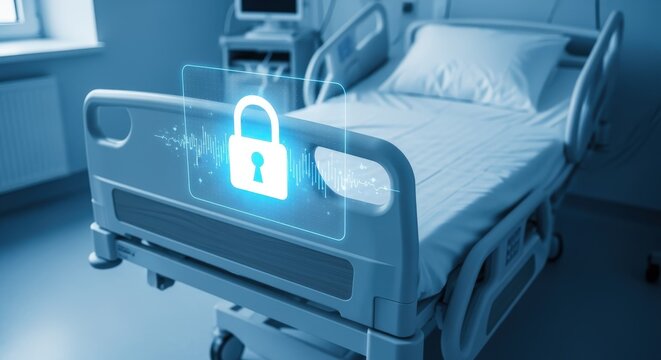 Hospital Bed with Digital Security Lock Overlay: Protecting Patient Data and Medical Records