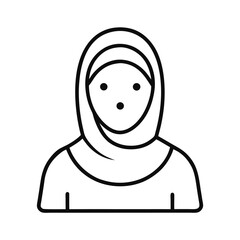 Muslim Woman with Hijab Line Art