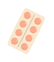A pack of pills isolated on white background. Cute flat style
