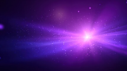 Abstract Purple Light Burst Background with Glowing Particles and Lens Flare for Creative Design