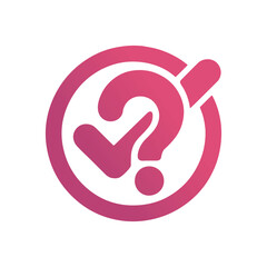 Fototapeta premium Question mark with check mark decision making problem solving and quiz game logo flat vector illustration design