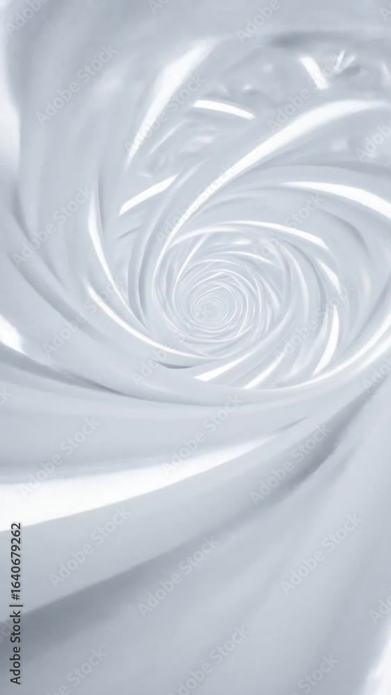Poster abstract white swirl tunnel with geometric shapes in smooth light creating a modern futuristic backg