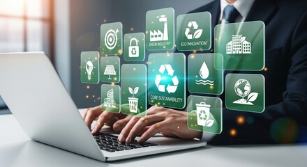 Augmented Reality Sustainability Dashboard with Recycling, Water, Solar and Green Building