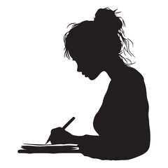 silhouette of woman writing