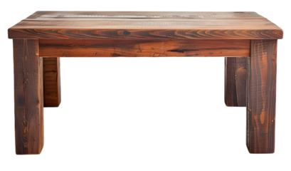 Rustic wooden table with a natural finish, placed in a cozy room, perfect for dining or gatherings