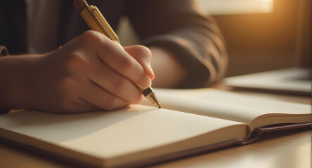 Hand Writing in Open Notebook