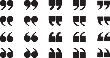 Quotation marks vector icon set, a collection of different quote symbols for typography and design.