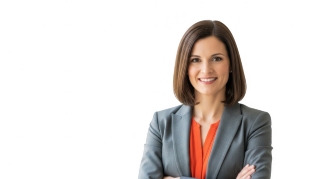Caucasian businesswoman smiling, isolated on transparent background - Powered by Adobe