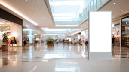 Blank Billboard Mockup Display in Modern Shopping Mall, Advertising Space for Retail Promotion and Marketing