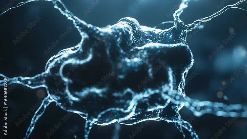 Poster neuron transmitting signals in the brain creating complex neural network