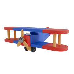 Colorful 3D Cartoon Old Propeller Airplane Toy