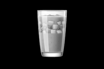 Refreshing green smoothie with diced mango and strawberry pieces isolated on transparent background