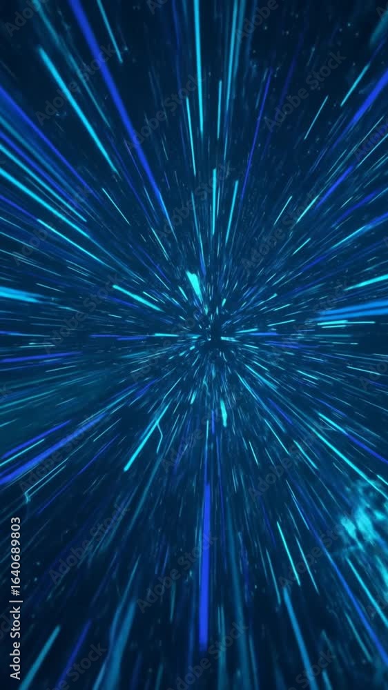 Poster abstract blue light streaks in dark background creating a futuristic technological speed tunnel effe