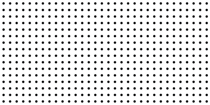 Black notebook texture with white mesh polka dot pattern. Seamless black sheet paper background. Vector texture for notes and notebooks.