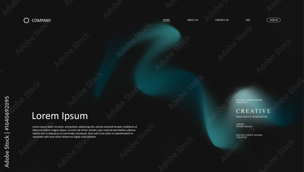 Poster abstract wave futuristic design of landing page. retro gradient mesh website design