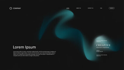 Abstract wave futuristic design of landing page. retro gradient mesh website design